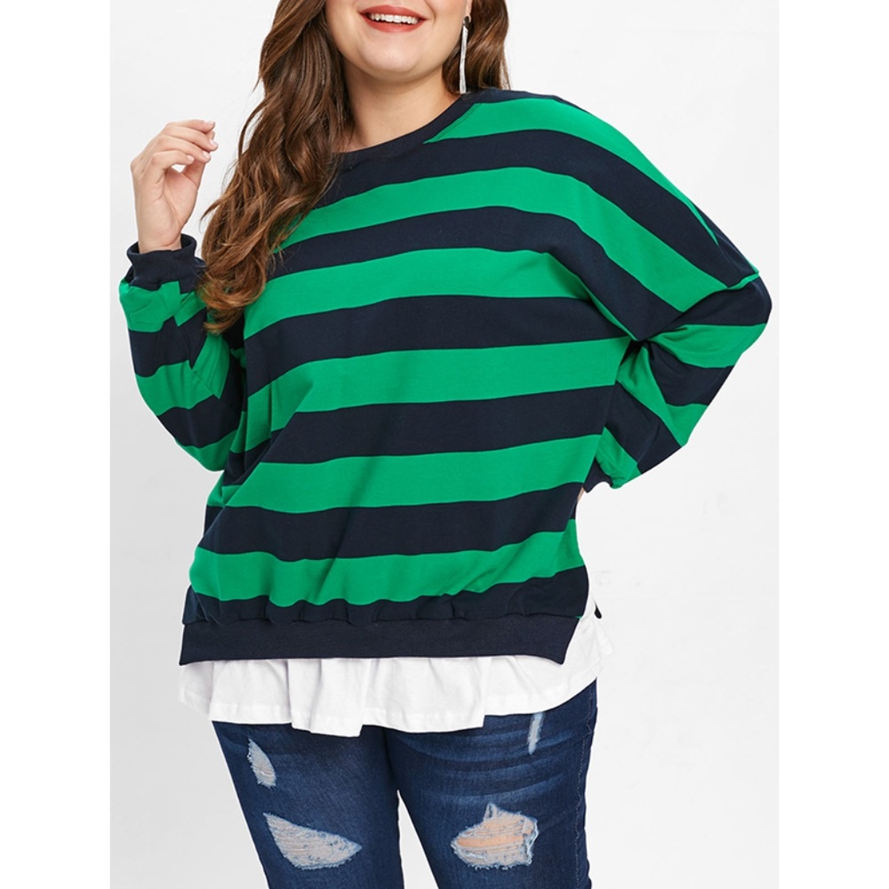 ⭐ Plus Size Striped Layered Look Sweater ⭐